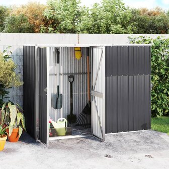 Tuinschuur 225x89x161 cm gegalvaniseerd staal antracietkleurig