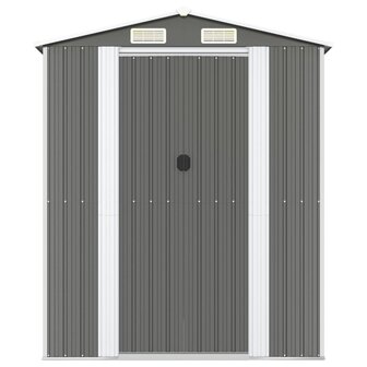 Tuinschuur 192x689x223 cm gegalvaniseerd staal lichtgrijs