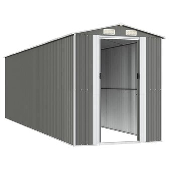 Tuinschuur 192x689x223 cm gegalvaniseerd staal lichtgrijs
