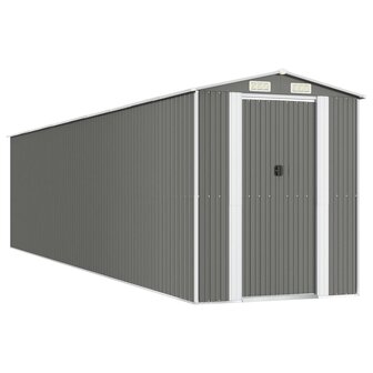 Tuinschuur 192x855x223 cm gegalvaniseerd staal lichtgrijs