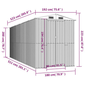 Tuinschuur 192x523x223 cm gegalvaniseerd staal antracietkleurig