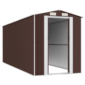 Tuinschuur 192x523x223 cm gegalvaniseerd staal donkerbruin