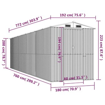 Tuinschuur 192x772x223 cm gegalvaniseerd staal groen
