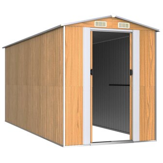 Tuinschuur 192x440x223 cm gegalvaniseerd staal lichtbruin