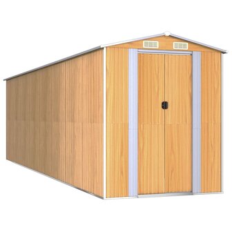 Tuinschuur 192x689x223 cm gegalvaniseerd staal lichtbruin