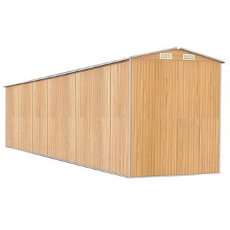 Tuinschuur 192x938x223 cm gegalvaniseerd staal lichtbruin