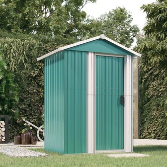 Tuinschuur 126x97,5x177 cm gegalvaniseerd staal groen