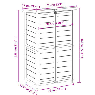 Tuinschuur 83x57x140 cm massief grenenhout grijs