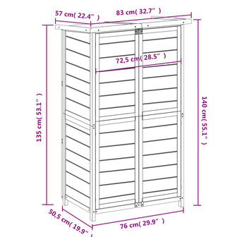 Tuinschuur 83x57x140 cm massief grenenhout bruin