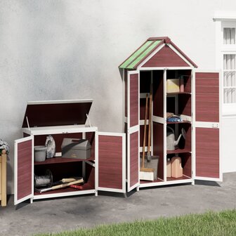 2-delige Tuinschuurset massief grenenhout mokkakleurig
