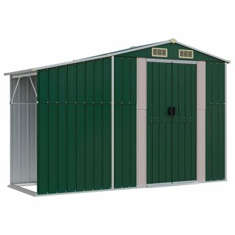Tuinschuur 277x93x179 cm gegalvaniseerd staal groen