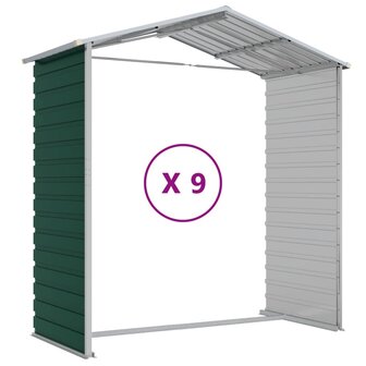 Tuinschuur 191x810x198 cm gegalvaniseerd staal groen
