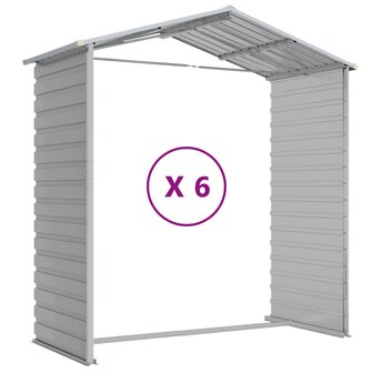 Tuinschuur 191x555x198 cm gegalvaniseerd staal lichtgrijs