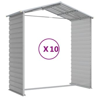 Tuinschuur 191x895x198 cm gegalvaniseerd staal lichtgrijs