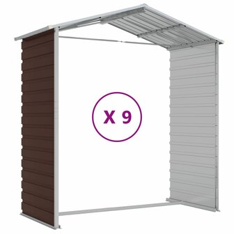 Tuinschuur 191x810x198 cm gegalvaniseerd staal bruin