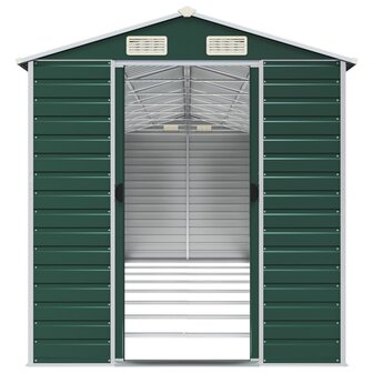 Tuinschuur 191x725x198 cm gegalvaniseerd staal groen