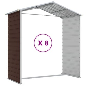 Tuinschuur 191x725x198 cm gegalvaniseerd staal bruin