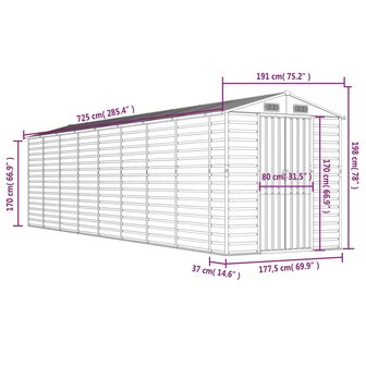 Tuinschuur 191x725x198 cm gegalvaniseerd staal antracietkleurig