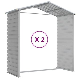 Tuinschuur 191x215x198 cm gegalvaniseerd staal lichtgrijs