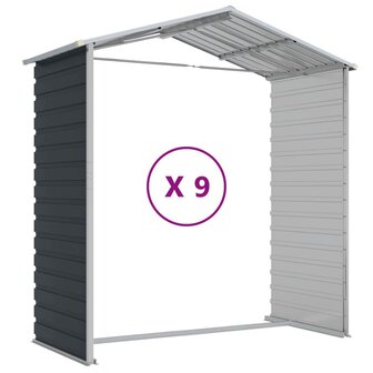 Tuinschuur 191x810x198 cm gegalvaniseerd staal antracietkleurig