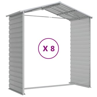 Tuinschuur 191x725x198 cm gegalvaniseerd staal lichtgrijs
