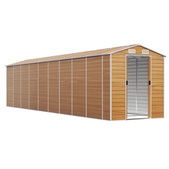 Tuinschuur 191x810x198 cm gegalvaniseerd staal lichtbruin