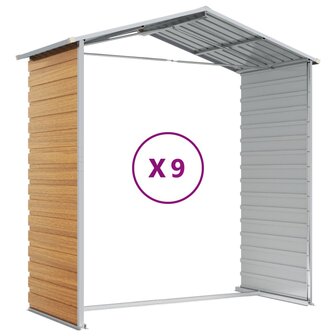 Tuinschuur 191x810x198 cm gegalvaniseerd staal lichtbruin