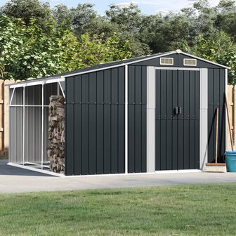 Tuinschuur 277x279x179 cm gegalvaniseerd staal antracietkleurig