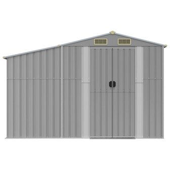 Tuinschuur 277x365,5x179 cm gegalvaniseerd staal grijs