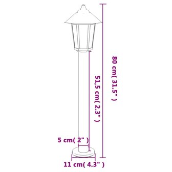 Vloerlamp voor buiten 80 cm roestvrijstaal zwart
