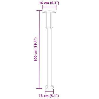 Vloerlamp voor buiten 100 cm roestvrijstaal zilverkleurig