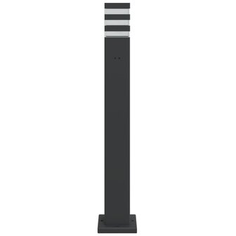 Buitenvloerlampen 3 st met stopcontact 80 cm aluminium zwart