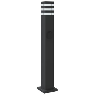 Buitenvloerlampen 3 st met stopcontact 80 cm aluminium zwart