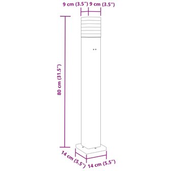 Buitenvloerlampen 3 st met stopcontact 80 cm aluminium zwart