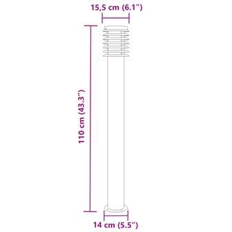 Vloerlamp voor buiten 3 st 110 cm roestvrijstaal zwart