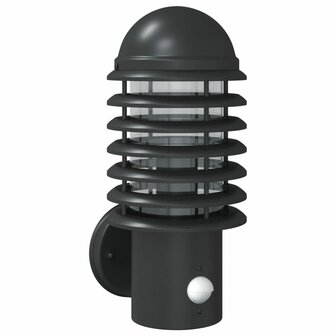 Buitenwandlamp met sensor roestvrij staal zwart