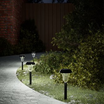 Tuinpadverlichting 12 st solar met grondpennen wit