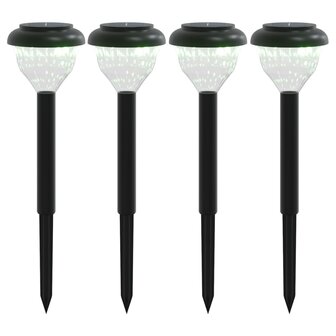 Tuinpadverlichting 4 st solar met grondpennen RGB en warmwit