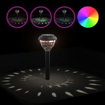 Tuinpadverlichting 4 st solar met grondpennen RGB en warmwit