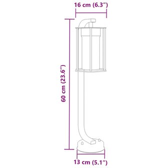 Vloerlamp voor buiten 3 st 60 cm roestvrij staal zwart