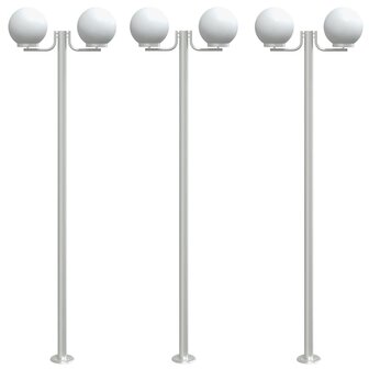 Buitenvloerlampen 3 st 215 cm roestvrij staal zilverkleurig