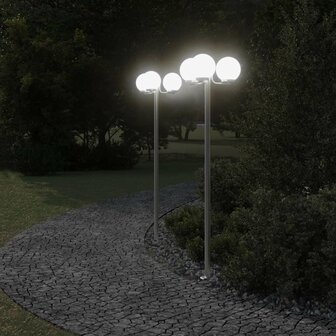 Vloerlamp voor buiten 2 st 215 cm roestvrij staal zilverkleurig