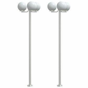 Vloerlamp voor buiten 2 st 215 cm roestvrij staal zilverkleurig