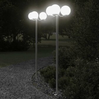 Vloerlamp voor buiten 2 st 215 cm roestvrij staal zilverkleurig