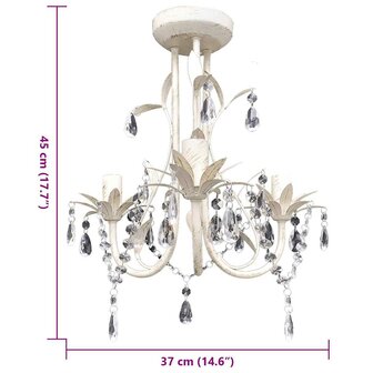 Kristallen kroonluchter met wit elegant design (3 lampen)