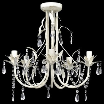 Kristallen kroonluchter met wit elegant design (5 lampen)