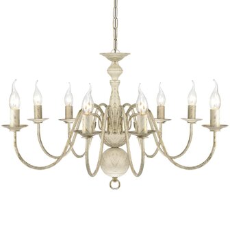 Kroonluchter wit metaal 8 x E14 lampen