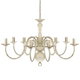 Kroonluchter wit metaal 8 x E14 lampen