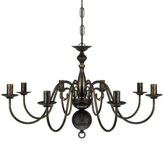 Kroonluchter zwart metaal 8 x E14 lampen