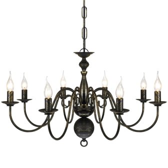 Kroonluchter zwart metaal 8 x E14 lampen